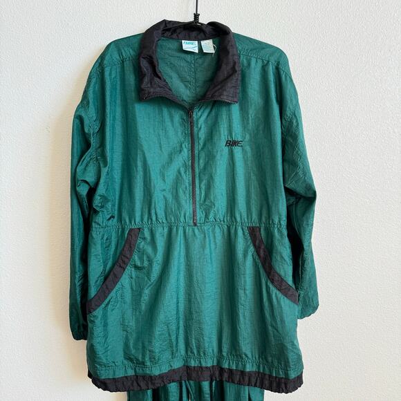 Bike Green Black Vintage 90s Nylon Track Suit Men’s Medium - Picture 2 of 8
